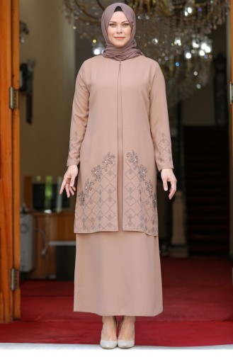 Mink Hijab Evening Dress 2641