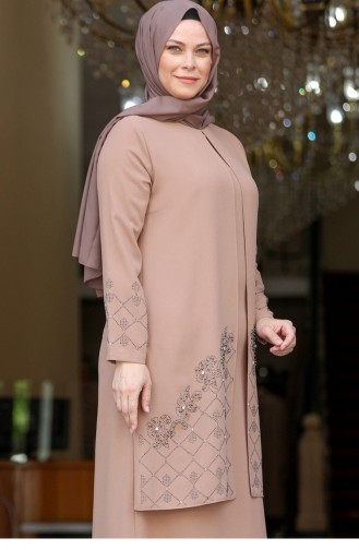 Mink Hijab Evening Dress 2641