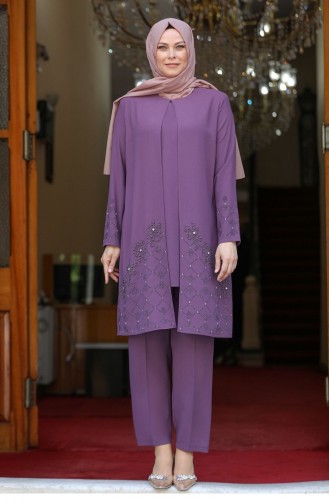 Purple Hijab Evening Dress 2647