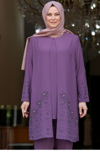 Purple Hijab Evening Dress 2647