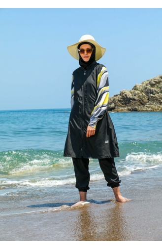 Schwarz Hijab Badeanzug 7530