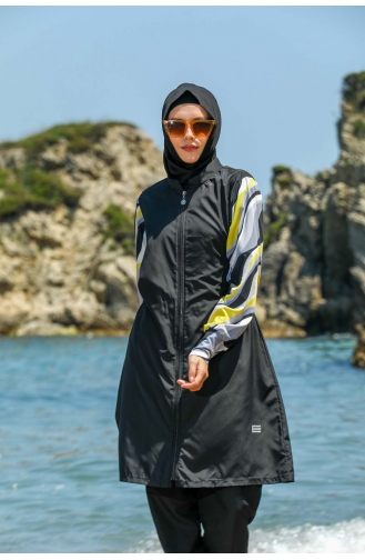 Schwarz Hijab Badeanzug 7530