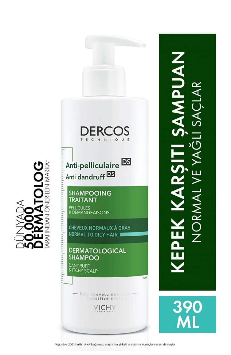 Vichy Dercos Anti-Pel Kepeğe Karşi Etkili Bakim Şampuani -Normal/Yağli Saçlar 390 ml
