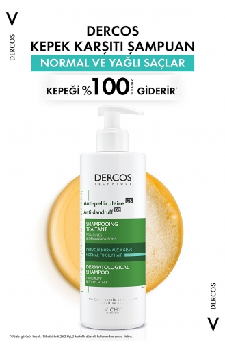 Vichy Dercos Anti-Pel Kepeğe Karşi Etkili Bakim Şampuani -Normal/Yağli Saçlar 390 ml