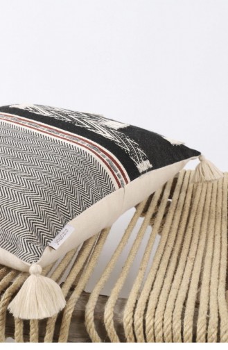 Ecocotton İva Arna Kırlent Kılıfı 100 Organik Pamuk Püsküllü Özel Dokuma 45X45 Cm Arna