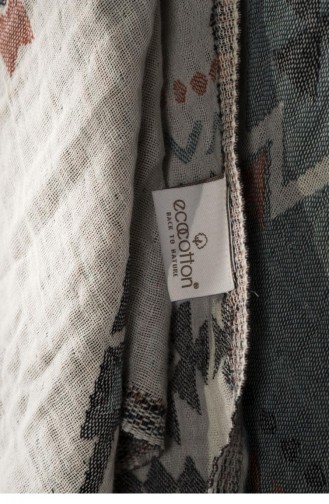 Ecocotton Buğra Peştemal 100 Organik Pamuk Jakarlı Yeşil Krem 90X180 Cm Yeşil Krem