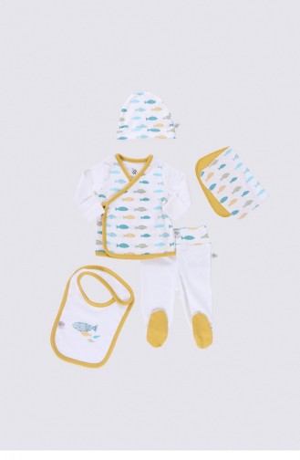 Ecocotton Dodo Bebek 5 Li Hastane Çıkışı Zıbın Seti 100 Organik Pamuk Yeni Doğan Beyaz 0 3 Ay Beyaz