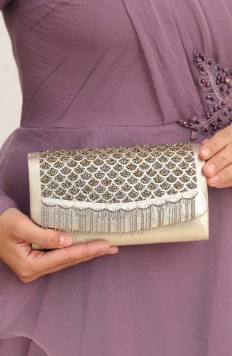 Bayan Clutch Portföy Püsküllü Çanta 1317115207 Altın