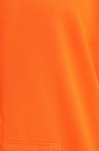İki İplik Fermuarlı Sweatshirt 1055-03 Oranj
