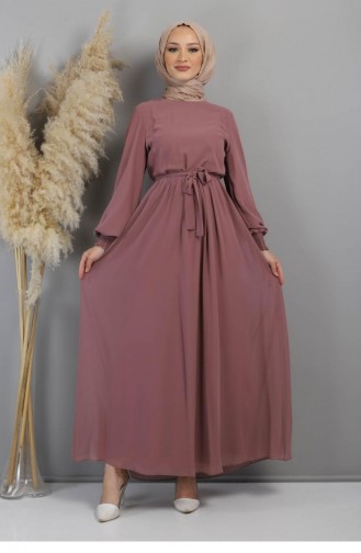 Beige-Rose Hijab-Abendkleider 12002.Gül Kurusu