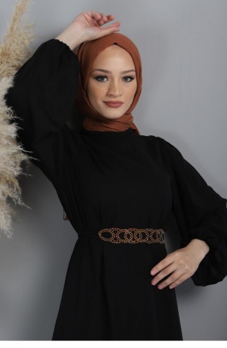 Black Hijab Evening Dress 13800.Siyah