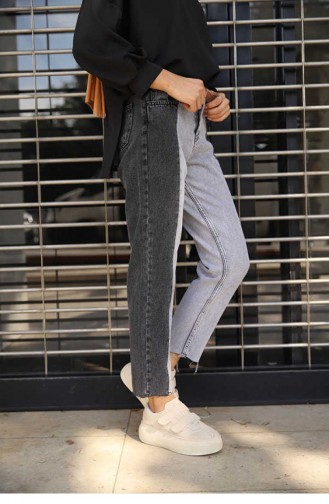 İki Renkli Siyah Denim Pantolon 210668