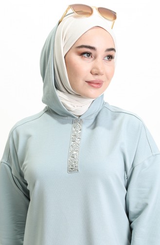 Taş Detaylı İkili Takım Buz Mavi (70050-024)