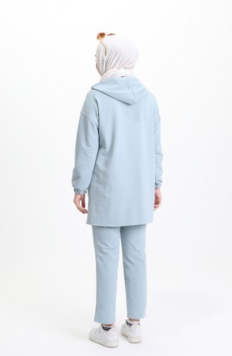 Taş Detaylı İkili Takım Buz Mavi (70050-024)