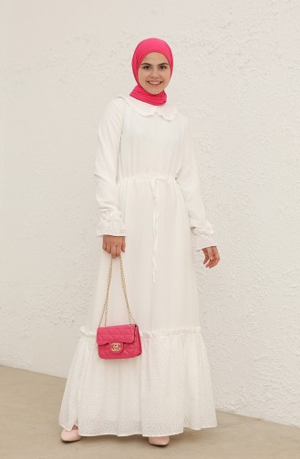 Weiß Hijab Kleider 228424A-01