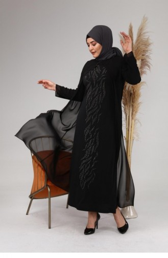 Black Hijab Evening Dress 4580.Siyah