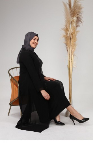 Black Hijab Evening Dress 4580.Siyah