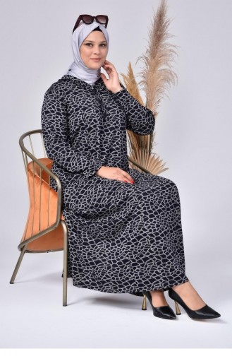 Navy Blue Hijab Dress 4747.Lacivert