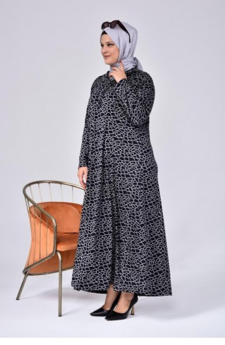 Navy Blue Hijab Dress 4747.Lacivert