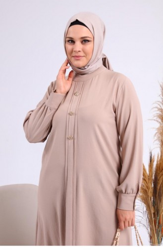 Kadın Büyük Beden Tesettür Tunik Düğmeli Ayrobin Kumaş 4892 Taş