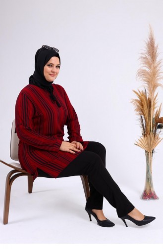 Kadın Tesettür Büyük Beden İpli Kadın Yazlık Tunik Tiril Kumaş 4942 Kırmızı