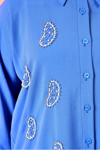 Kadın Oversize Gömlek Tunik Ayrobin Sağlıklı Kumaş 4985 İndigo