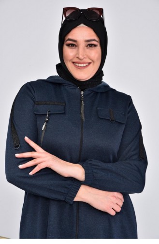 Kadın Büyük Beden Sim Şeritli Kışlık Kap Kaban 5099 Lacivert