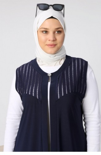 سترة بدون أكمام أزرق كحلي 7023.Lacivert