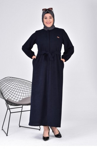 Kadın Büyük Beden Oversize Beli Bağlamalı Kaban Pardesü 8105 Lacivert