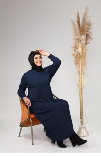 Indigo Hijab Dress 8123.İndigo