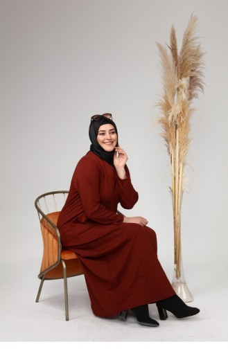 Robe Hijab Couleur brique 8123.Kiremit