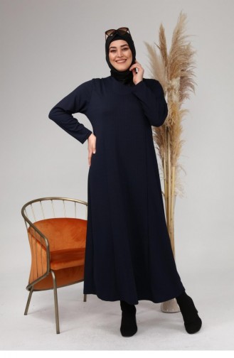 Navy Blue Hijab Dress 8123.Lacivert