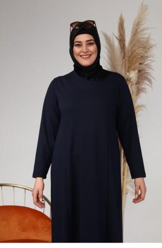 Navy Blue Hijab Dress 8123.Lacivert