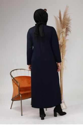 Kadın Büyük Beden Ay Yaka Kışlık Triko Elbise 8123 Lacivert
