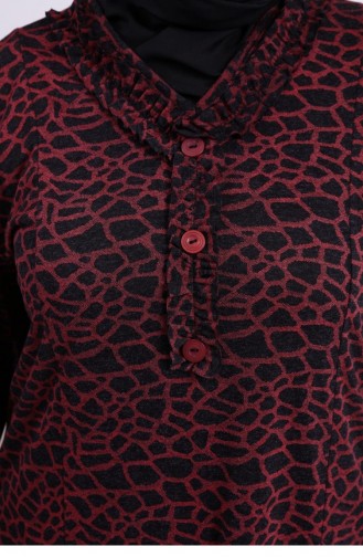 Claret Red Hijab Dress 8143.Bordo