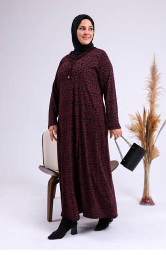 Claret Red Hijab Dress 8143.Bordo