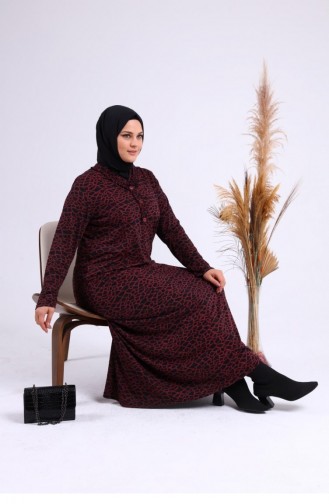 Claret Red Hijab Dress 8143.Bordo