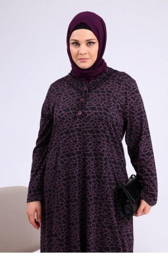 Plum Hijab Dress 8143.Mürdüm