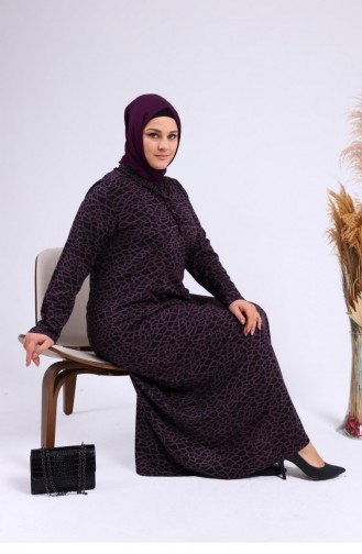 Plum Hijab Dress 8143.Mürdüm