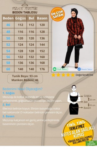 Kadın Büyük Beden Tesettür Tunik İpli Ve Yandan Yırtmaçlı 8246 Kiremit