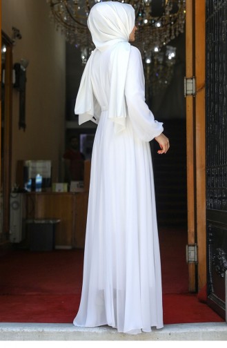 Naturfarbe Hijab-Abendkleider 2683