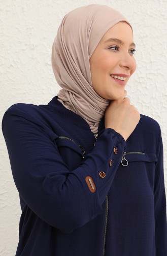 Dunkelblau Abayas 5040-2.Lacivert