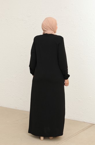 Kadın Büyük Beden Ferace Kolları Düğme Detaylı Yazlık 5040 Siyah
