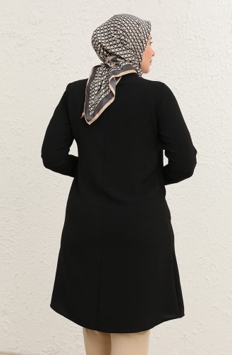 Damen-Hemd Tunika Große Größe Blattmuster 8171 Schwarz 8171.siyah