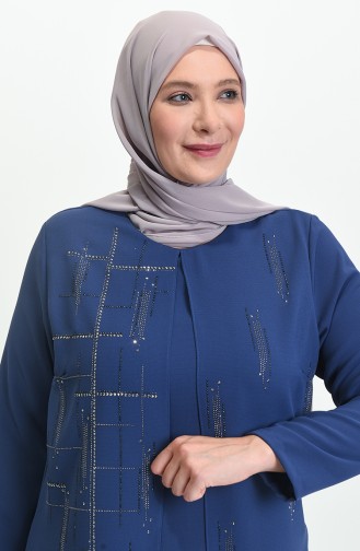 Indigo Hijab Evening Dress 4005-02