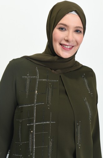 فساتين سهرة بتصميم اسلامي كاكي 4005-03