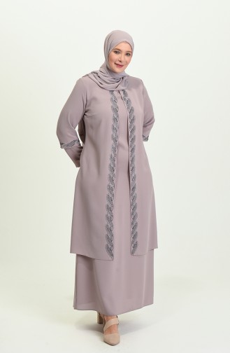 Beige İslamitische Avondjurk 4006-02