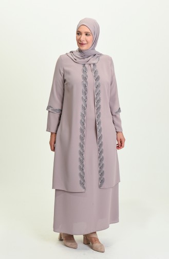 Beige İslamitische Avondjurk 4006-02