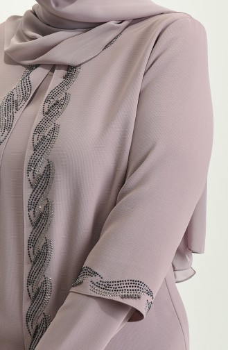 Beige İslamitische Avondjurk 4006-02