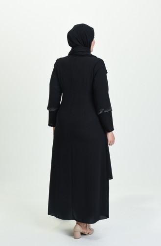 Black Hijab Evening Dress 4006-04
